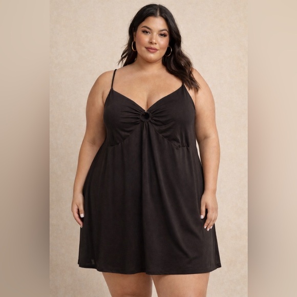 SO Dresses & Skirts - SO Plus Size 2X Black O-Ring Fit & Flare Mini Dress Adjustable Straps NWT